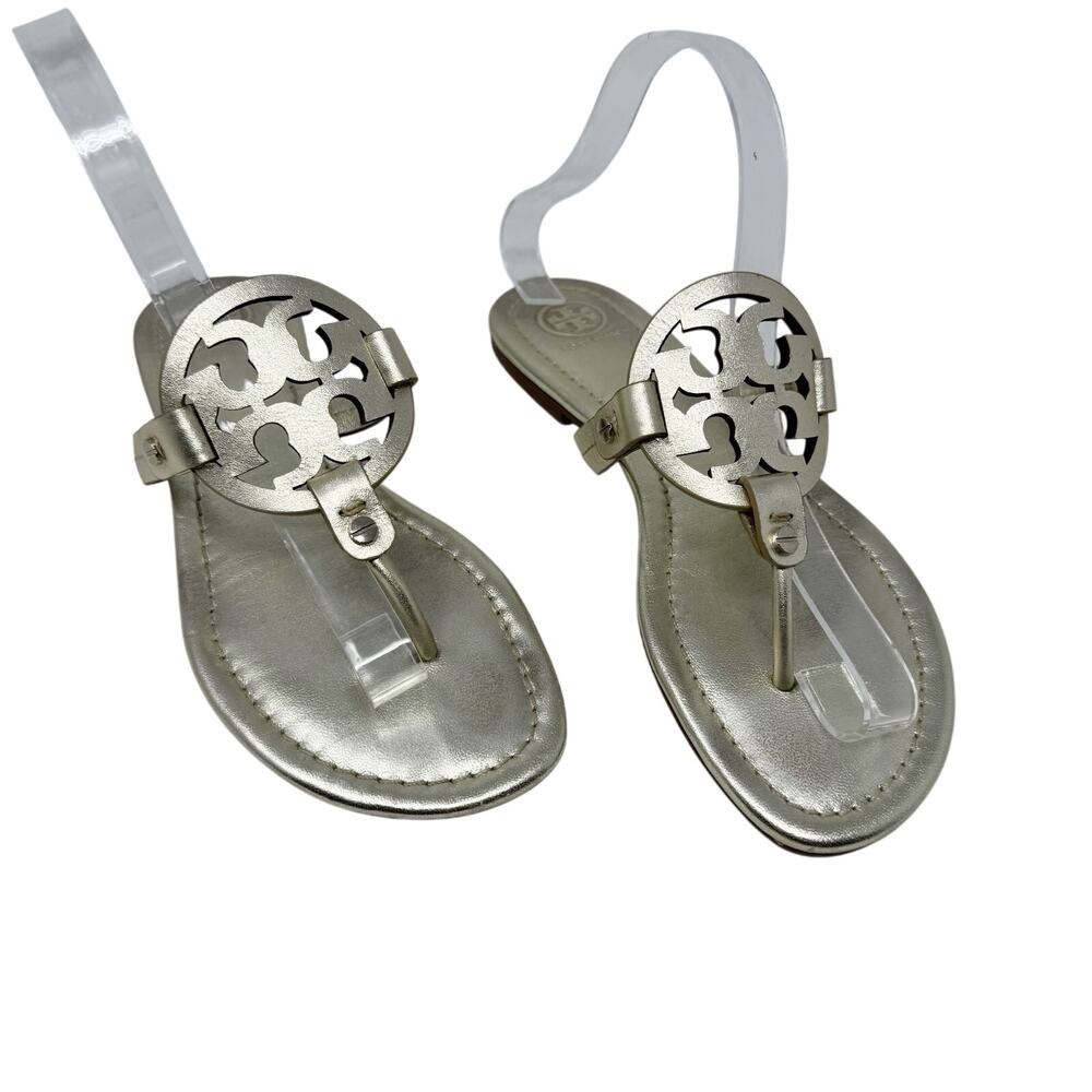 Tory Burch Miller Sandals Women’s Size 7.5 Gold Metallic Leather Thong Flats